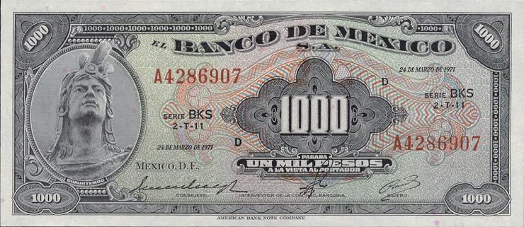 Mexiko / Mexico P.052o 1000 Pesos 24.3.1971 (1) 
