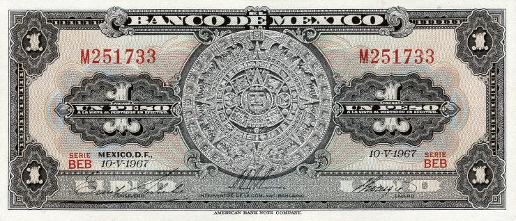 Mexiko / Mexico P.059j 1 Peso 1967 (1) 