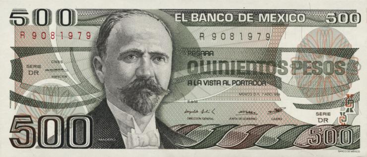 Mexiko / Mexico P.079b 500 Pesos 1984 (1) 