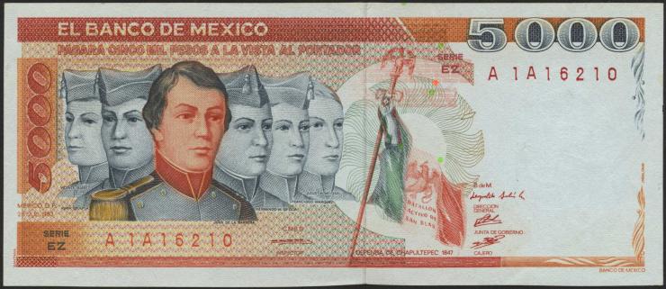 Mexiko / Mexico P.083b 5000 Pesos 26.7.1983 Serie A  (1) 