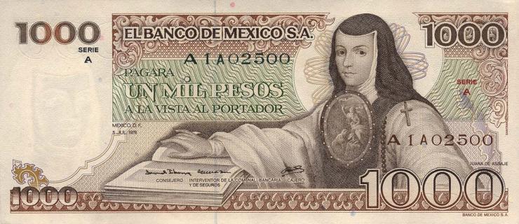 Mexiko / Mexico P.070a 1000 Pesos 1978 (1) 