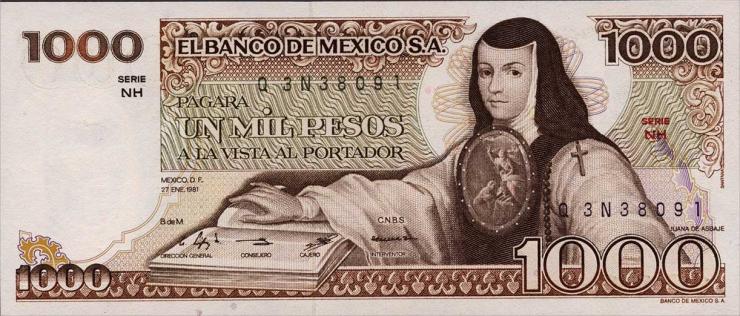 Mexiko / Mexico P.076a 1000 Pesos 1981 (1) 