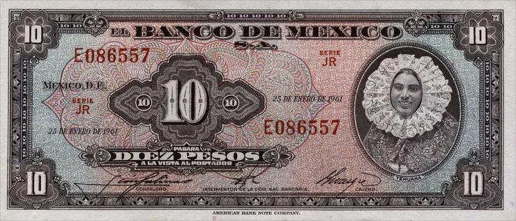 Mexiko / Mexico P.058h 10 Pesos 1961 (1) 