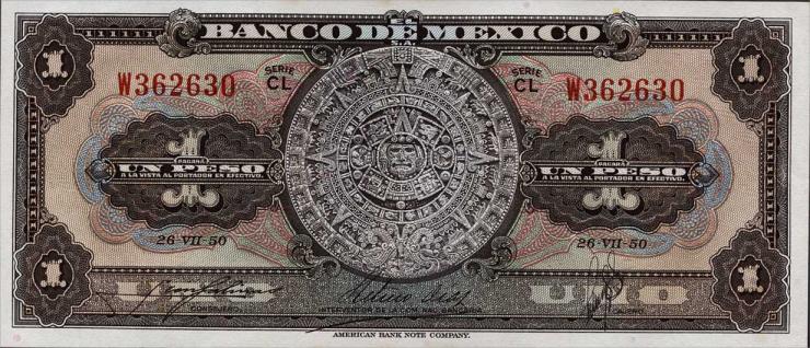 Mexiko / Mexico P.046b 1 Peso 1950 (1) 