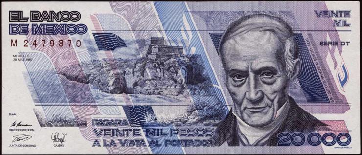 Mexiko / Mexico P.092b 20.000 Pesos 1989 (1-) 