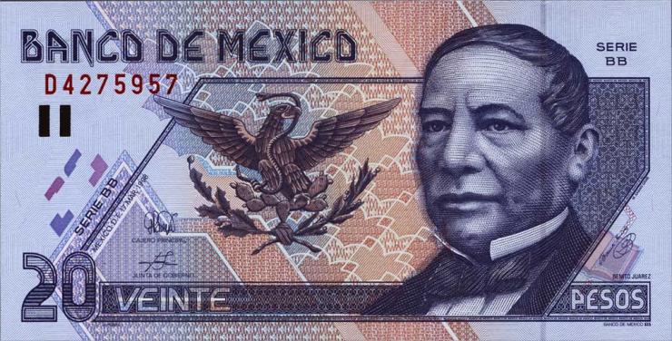 Mexiko / Mexico P.106c 20 Pesos 1998 (1) 