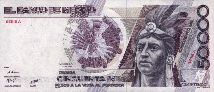 Mexiko / Mexico P.093a 50.000 Pesos 1986 (1) 