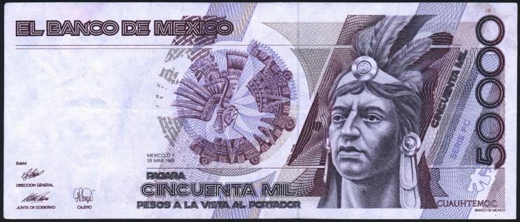 Mexiko / Mexico P.093b 50000 Pesos 1989 (2) 