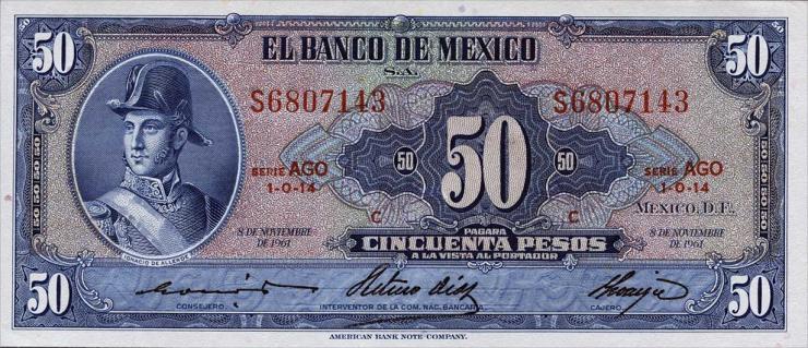 Mexiko / Mexico P.049n 50 Pesos 1961 (1) 