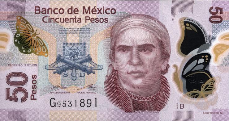 Mexiko / Mexico P.123Ab 50 Pesos 2012 Polymer (1) 