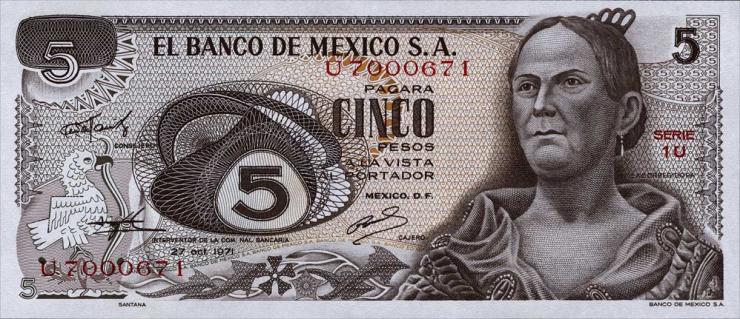 Mexiko / Mexico P.062b 5 Pesos 1971 (1) 