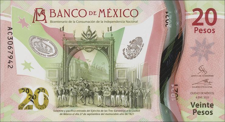 Mexiko / Mexico P.132 20 Pesos 2021 Polymer (1) U.3 