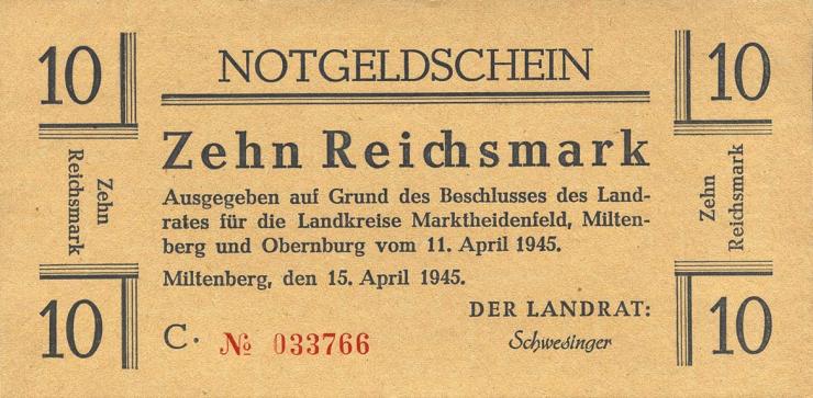 Miltenberg Notgeld 10 Reichsmark 1945 (1) 