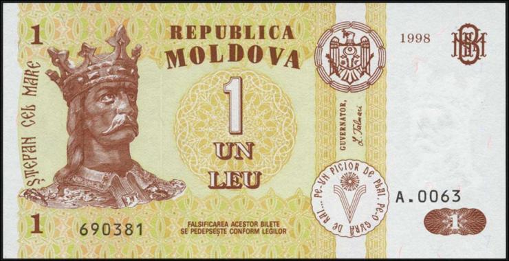 Moldawien / Moldova P.08c 1 Leu 1998 (1) 