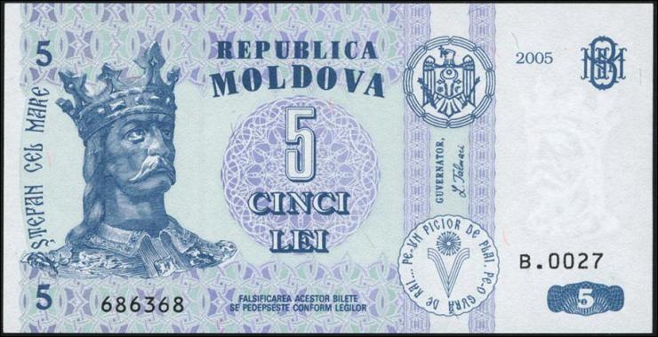 Moldawien / Moldova P.09d 5 Lei 2005 (1) 