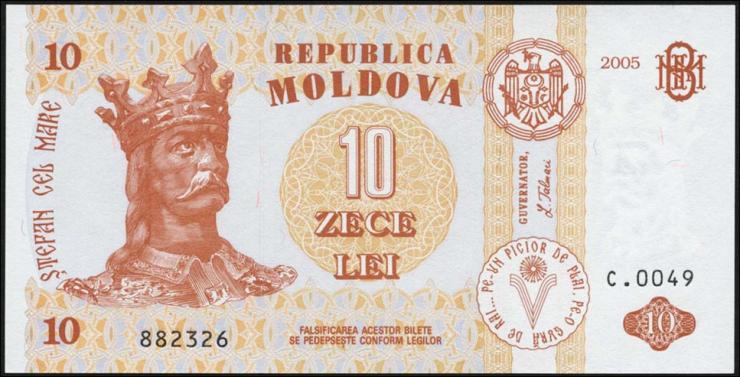 Moldawien / Moldova P.10d 10 Lei 2005 (1) 