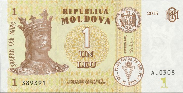 Moldawien / Moldova P.21a 1 Leu 2015 (1) 