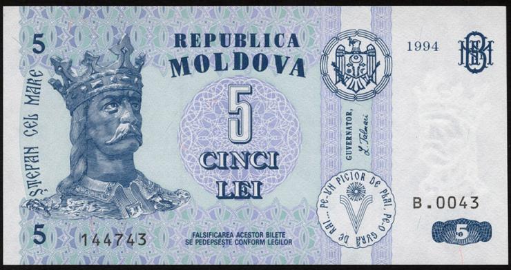 Moldawien / Moldova P.09a 5 Lei 1994 (1) 