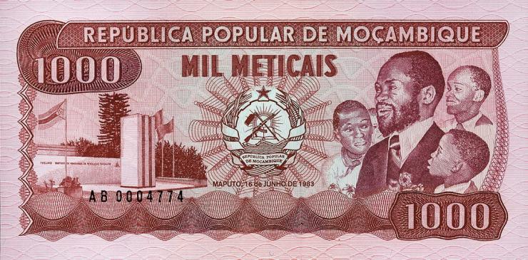 Mozambique P.132a 1000 Meticais 1983 (1) 