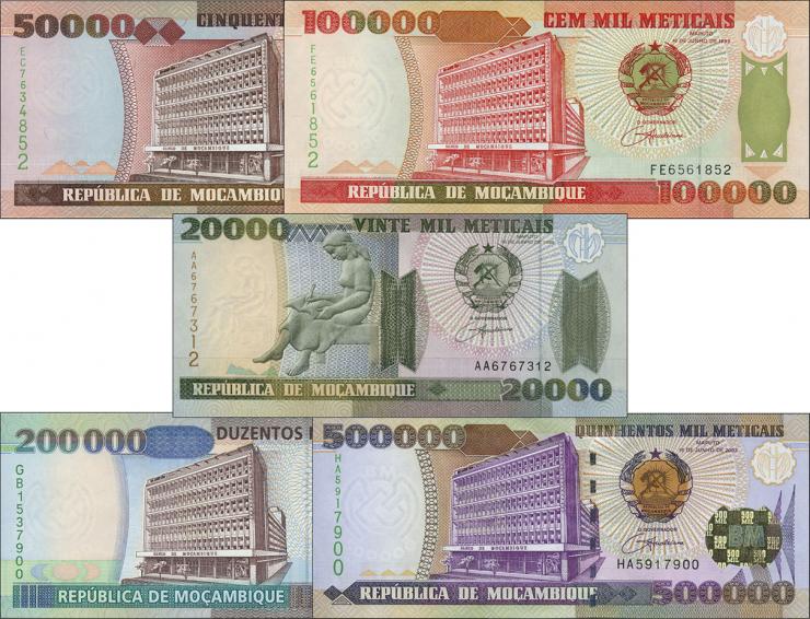 Mozambique P.138-142 20.000-500.000 Meticais 1993-2003 (1) 