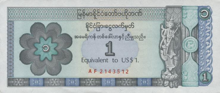 Myanmar P.FX1 1 Dollar (1993) (1) 