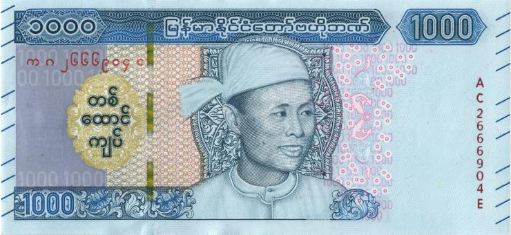 Myanmar P.86 1000 Kyats (2019) (1) 