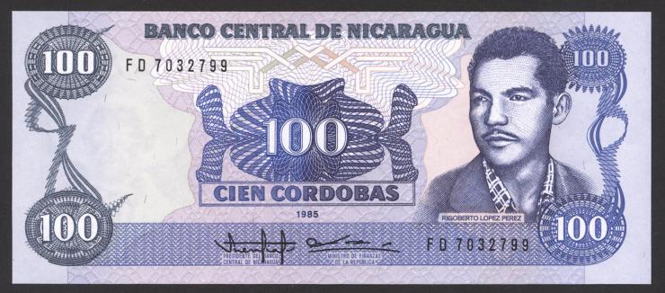 Nicaragua P.154 100 Cordobas 1985 (1) 