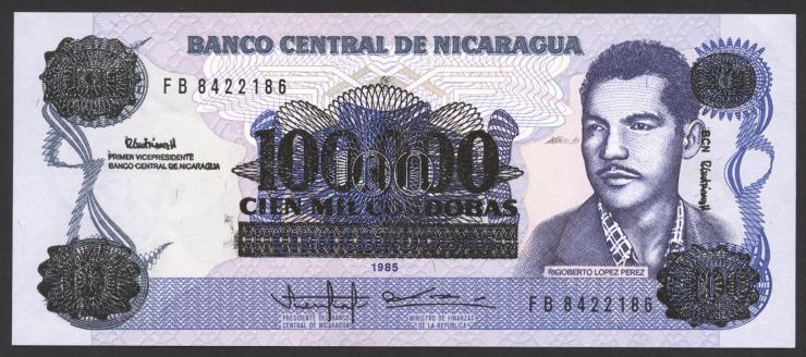Nicaragua P.159 100.000 Cordobas (1989) (1) 