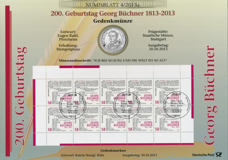 2013/4 200. Geburtstag Georg Büchner - Numisblatt 