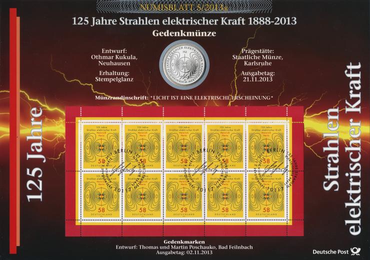 2013/5 125 Jahre Strahlen elektrischer Kraft - Numisblatt 