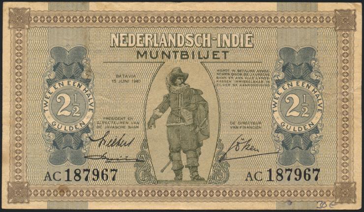Ndl. Indien / Netherlands Indies P.109a 2 1/2 Gulden 1940 (3+) 