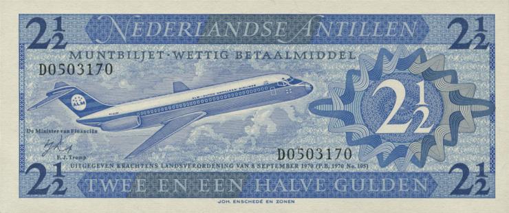 Niederl. Antillen / Netherlands Antilles P.21 2 1/2 Gulden 1970 