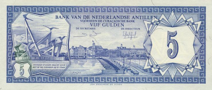 Niederl. Antillen / Netherlands Antilles P.15b 5 Gulden 1984 