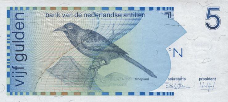 Niederl. Antillen / Netherlands Antilles P.22a 5 Gulden 1986 (1) 
