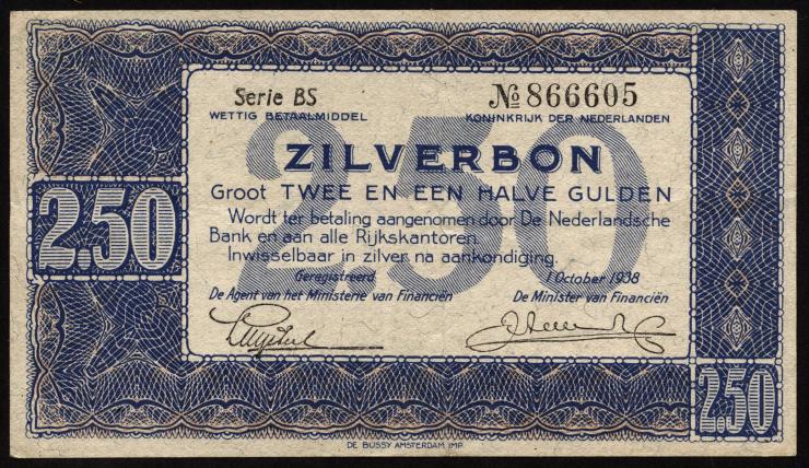 Niederlande / Netherlands P.062 2,50 Gulden 1938 (2) 