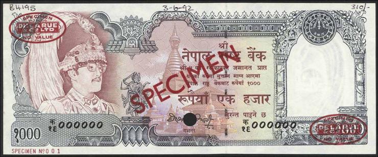 Nepal P.36cs1 1000 Rupien (1981-) Specimen No.001 (1) 