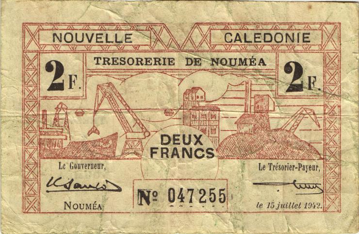 Neu Kaledonien / New Caledonia P.53 2 Francs 1942 (3) 