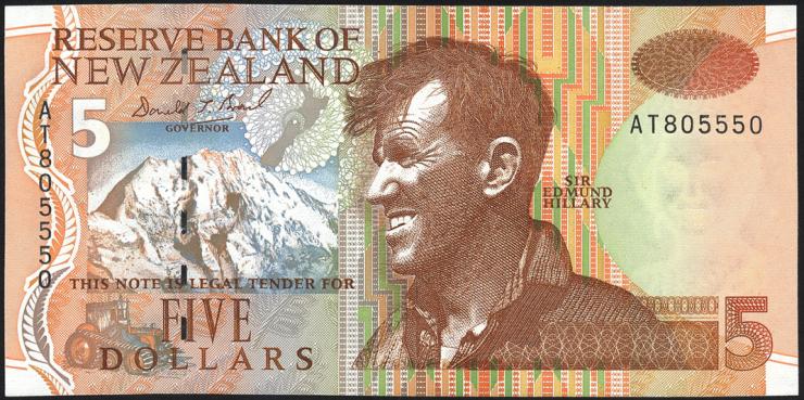 Neuseeland / New Zealand P.177 5 Dollars (1992-97) (1) 