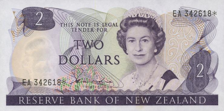 Neuseeland / New Zealand P.170a 2 Dollars* Replacement (1981-85) 
