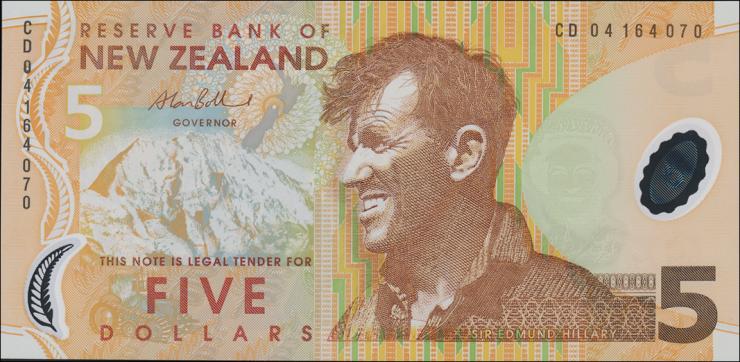 Neuseeland / New Zealand P.185b 5 Dollars (20)04 Polymer (1) 