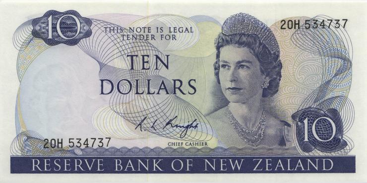 Neuseeland / New Zealand P.166c 10 Dollars (1975-77) (1) 
