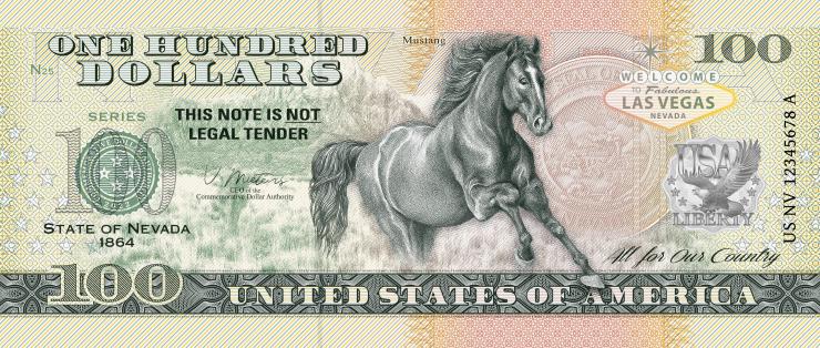 USA State Dollar - 100 Dollars (2022) Nevada - Mustang (1) 