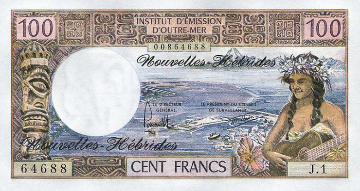Neue Hebriden / New Hebrides  P.18d 100 Francs (1977) (1) 