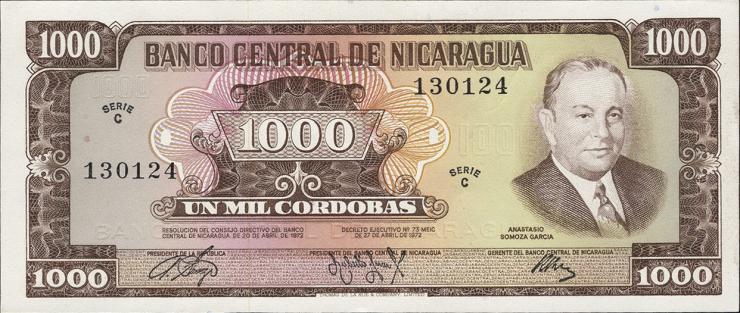 Nicaragua P.128a 1000 Cordobas 1972 (1) 