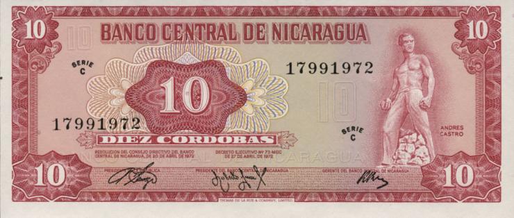 Nicaragua P.123 10 Cordobas 1972 (1) 