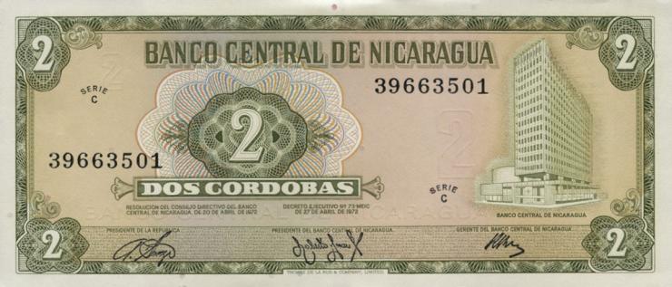 Nicaragua P.121 2 Cordobas 1972 (1) 