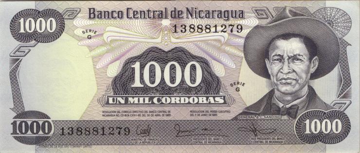 Nicaragua P.145b 1000 Cordobas 1985 (1) 