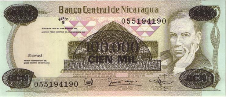 Nicaragua P.149 100.000 auf 500 Cordobas (1987) (1) 