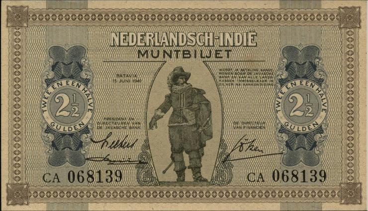 Ndl. Indien / Netherlands Indies P.109a 2 1/2 Gulden 1940 (1) 