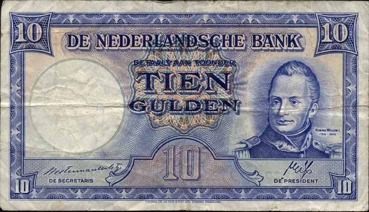 Niederlande / Netherlands P.075a 10 Gulden 1945 (3) 